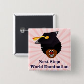 Badge Carré 5 Cm Classe de 2023 Aînés Domination mondiale (Devant & derrière)