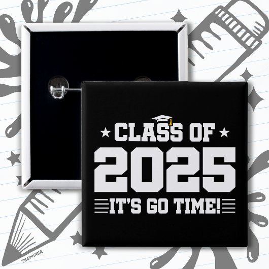 Badge Carré 5 Cm Classe de 2025 Lycée Graduation Senior 2025