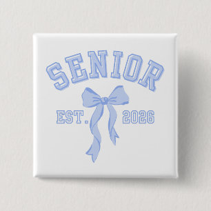 Badge Carré 5 Cm Classe supérieure de 2026 Blue Coquette Bow