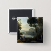 Badge Carré 5 Cm Claude Lorrain Paysage avec Hagar et l'Ange (Devant & derrière)