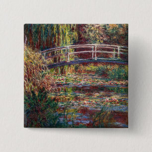 Badge Carré 5 Cm Claude Monet - Bassin aux nymphéas, harmonie rose