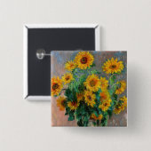 Badge Carré 5 Cm Claude Monet - Bouquet de tournesols (Devant & derrière)