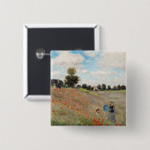 Badge Carré 5 Cm Claude Monet - Champ de pavot (Devant & derrière)