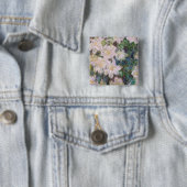 Badge Carré 5 Cm Claude Monet - Clematis blanc (En situation)