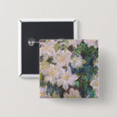 Badge Carré 5 Cm Claude Monet - Clematis blanc (Devant & derrière)