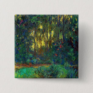Badge Carré 5 Cm Claude Monet - Coin d'étang avec des nénuphars
