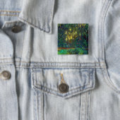 Badge Carré 5 Cm Claude Monet - Coin d'un étang avec des Nénuphars (En situation)
