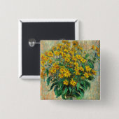 Badge Carré 5 Cm Claude Monet - Fleurs d'artichauts de Jérusalem (Devant & derrière)