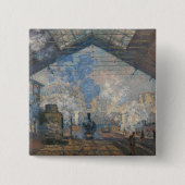 Badge Carré 5 Cm Claude Monet - Gare Saint-Lazare Vue extérieure (Devant)