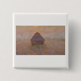 Badge Carré 5 Cm Claude Monet Grainstack, Sun in the Mist (1891)