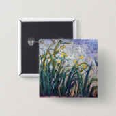 Badge Carré 5 Cm Claude Monet - Iris jaunes et violets (Devant & derrière)