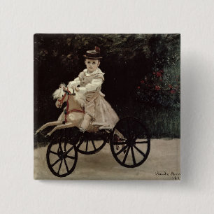 Badge Carré 5 Cm Claude Monet   Jean Monet sur son cheval de