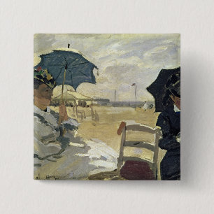 Badge Carré 5 Cm Claude Monet   la plage chez Trouville, 1870