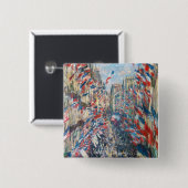 Badge Carré 5 Cm Claude Monet - La Rue Montorgueil - Paris (Devant & derrière)