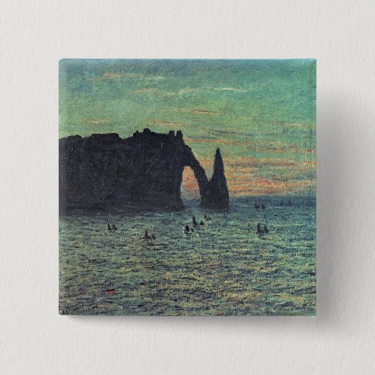 Badge Carré 5 Cm Claude Monet | l'aiguille creuse chez Etretat, (Devant)