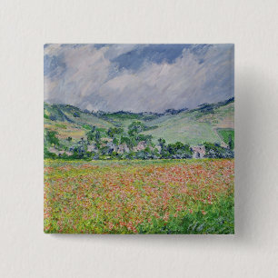 Badge Carré 5 Cm Claude Monet le champ de pavot près de Giverny,