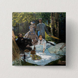 Badge Carré 5 Cm Claude Monet - Le Déjeuner sur l'herbe, panneau de