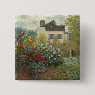 Badge Carré 5 Cm Claude Monet   le jardin de l'artiste à Argenteui