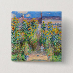 Badge Carré 5 Cm Claude Monet - Le jardin de l'artiste à Vetheuil