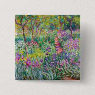 Badge Carré 5 Cm Claude Monet - Le jardin d'iris à Giverny
