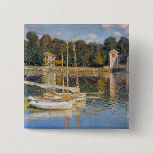 Badge Carré 5 Cm Claude Monet - Le pont Argenteuil (Devant)