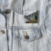 Badge Carré 5 Cm Claude Monet - Le pont ferroviaire à Argenteuil (En situation)
