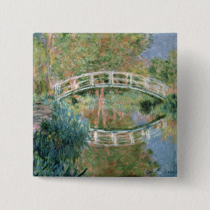 Badge Carré 5 Cm Claude Monet   le pont japonais, Giverny