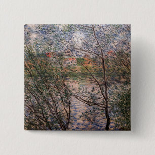 Badge Carré 5 Cm Claude Monet - Le printemps à travers les branches