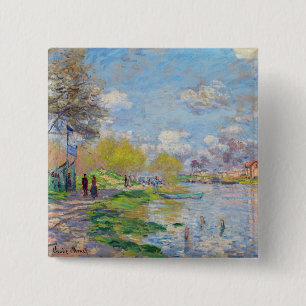 Badge Carré 5 Cm Claude Monet - Le Printemps au bord de la Seine