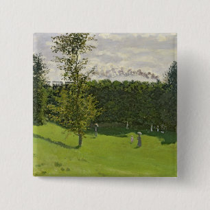 Badge Carré 5 Cm Claude Monet   le train dans le pays, c.1870-71