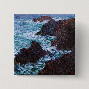 Badge Carré 5 Cm Claude Monet - Les rochers de Belle-Île, côte sauv