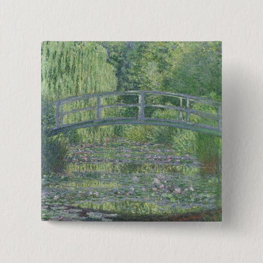 Badge Carré 5 Cm Claude Monet | L'étang Nénuphar : Harmonie verte (Devant)
