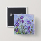 Badge Carré 5 Cm Claude Monet - Lilac Irises / Iris Mauves (Devant & derrière)