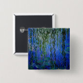 Badge Carré 5 Cm Claude Monet - Lys d'eau avec saule plumant (Devant & derrière)