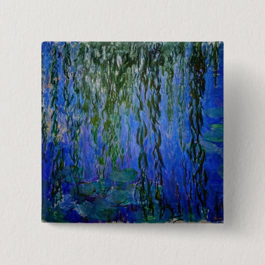 Badge Carré 5 Cm Claude Monet - Lys d'eau avec saule plumant (Devant)