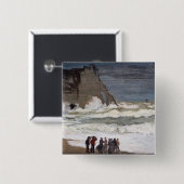 Badge Carré 5 Cm Claude Monet - Mer Noire à Etretat (Devant & derrière)