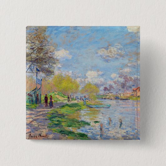 Badge Carré 5 Cm Claude Monet - Printemps de la Seine (Devant)