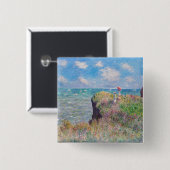 Badge Carré 5 Cm Claude Monet - Promenade Cliff à Pourville (Devant & derrière)
