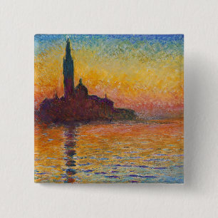 Badge Carré 5 Cm Claude Monet - San Giorgio Maggiore au crépuscule