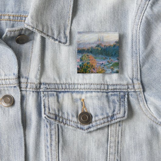 Badge Carré 5 Cm Claude Monet - Vue des Tuileries, étude (En situation)
