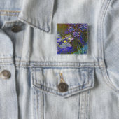 Badge Carré 5 Cm Claude Monet Water Lilies et Agapanthus (En situation)