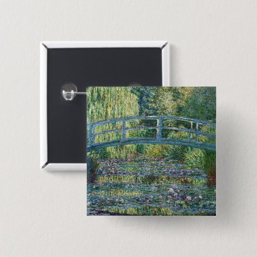 Badge Carré 5 Cm Claude Monet - Water Lily pond, Green Harmony (Devant & derrière)