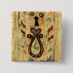 Badge Carré 5 Cm Clavier et coeur