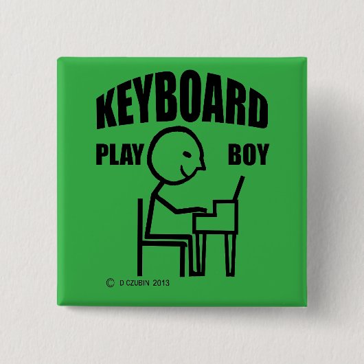 Badge Carré 5 Cm Clavier Play Boy (Devant)