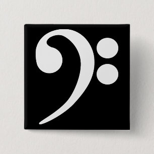 Badge Carré 5 Cm Clé de Fa blanche