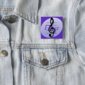 Badge Carré 5 Cm Clef triple, diva (En situation)