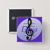 Badge Carré 5 Cm Clef triple, diva (Devant & derrière)