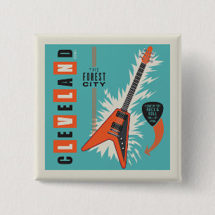 Badge Carré 5 Cm Cleveland Ohio   Guitare électrique