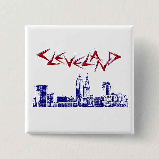 Badge Carré 5 Cm Cleveland Skyline (Devant)