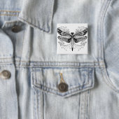 Badge Carré 5 Cm Clin de libellule noire et blanche (En situation)